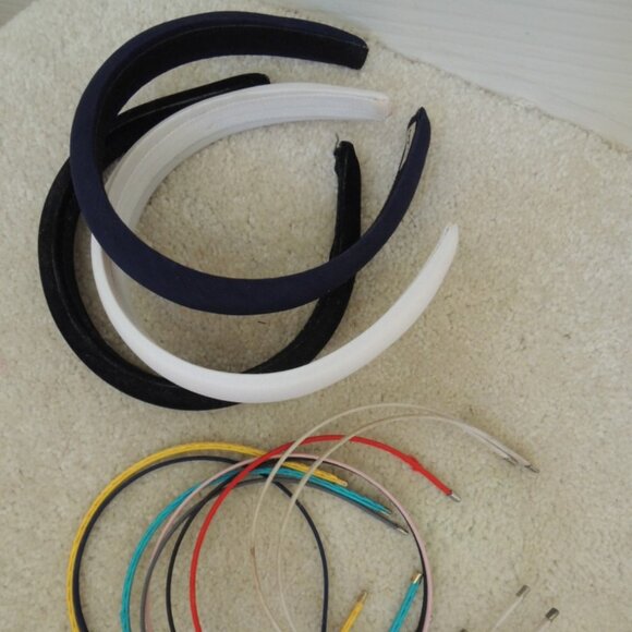 Headbands Lot of 12 Thick + Skinny Various Color Fabric Covered Head Bands - Vtg